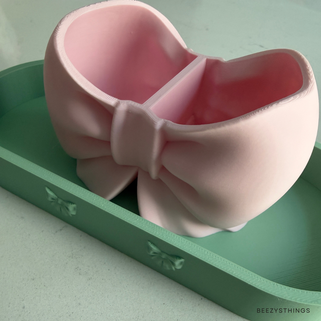 Coquette Bow Organizer Tray | Cute Desk & Vanity Storage 2 piece set