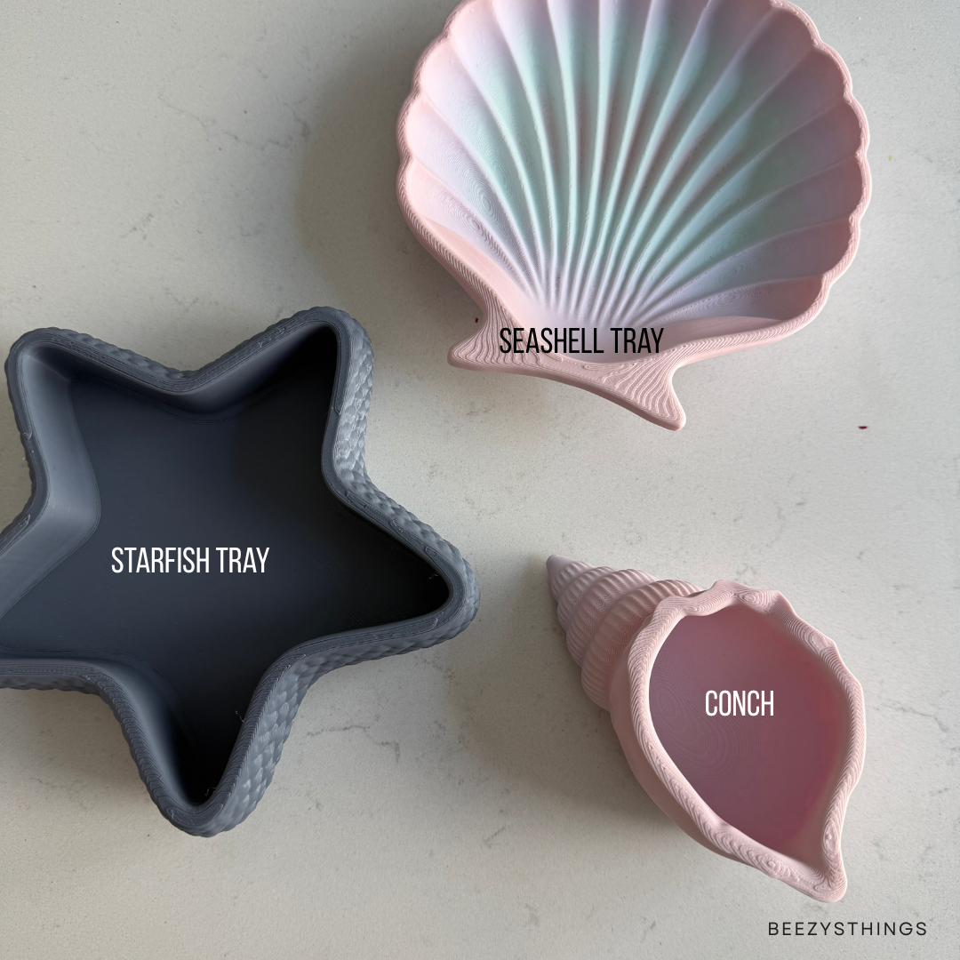 Coastal Shell Trinket Tray Collection | Seashell, Starfish & Conch Jewelry Dishes