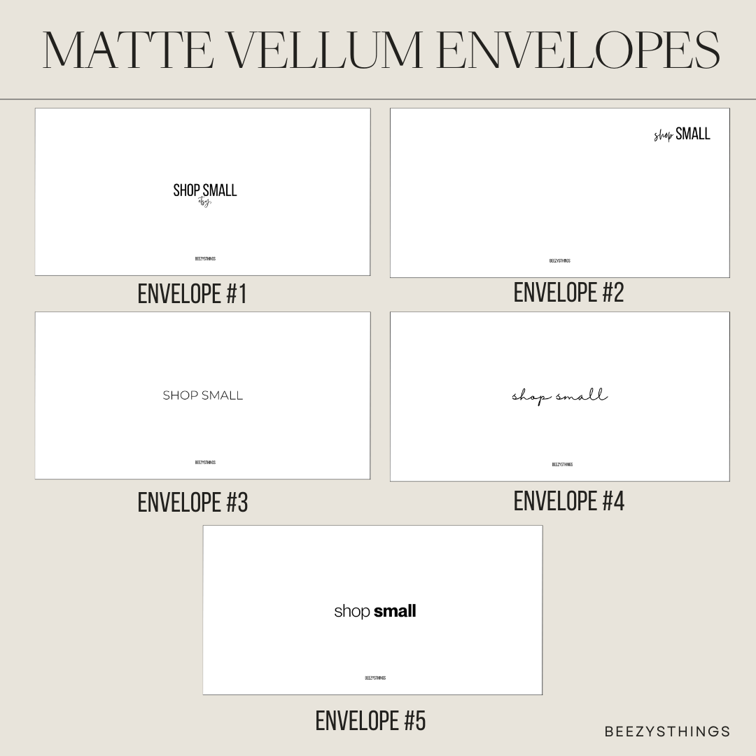 Matte Vellum Cash Envelopes | Minimalist Budgeting System, Custom Categories (5 Designs)