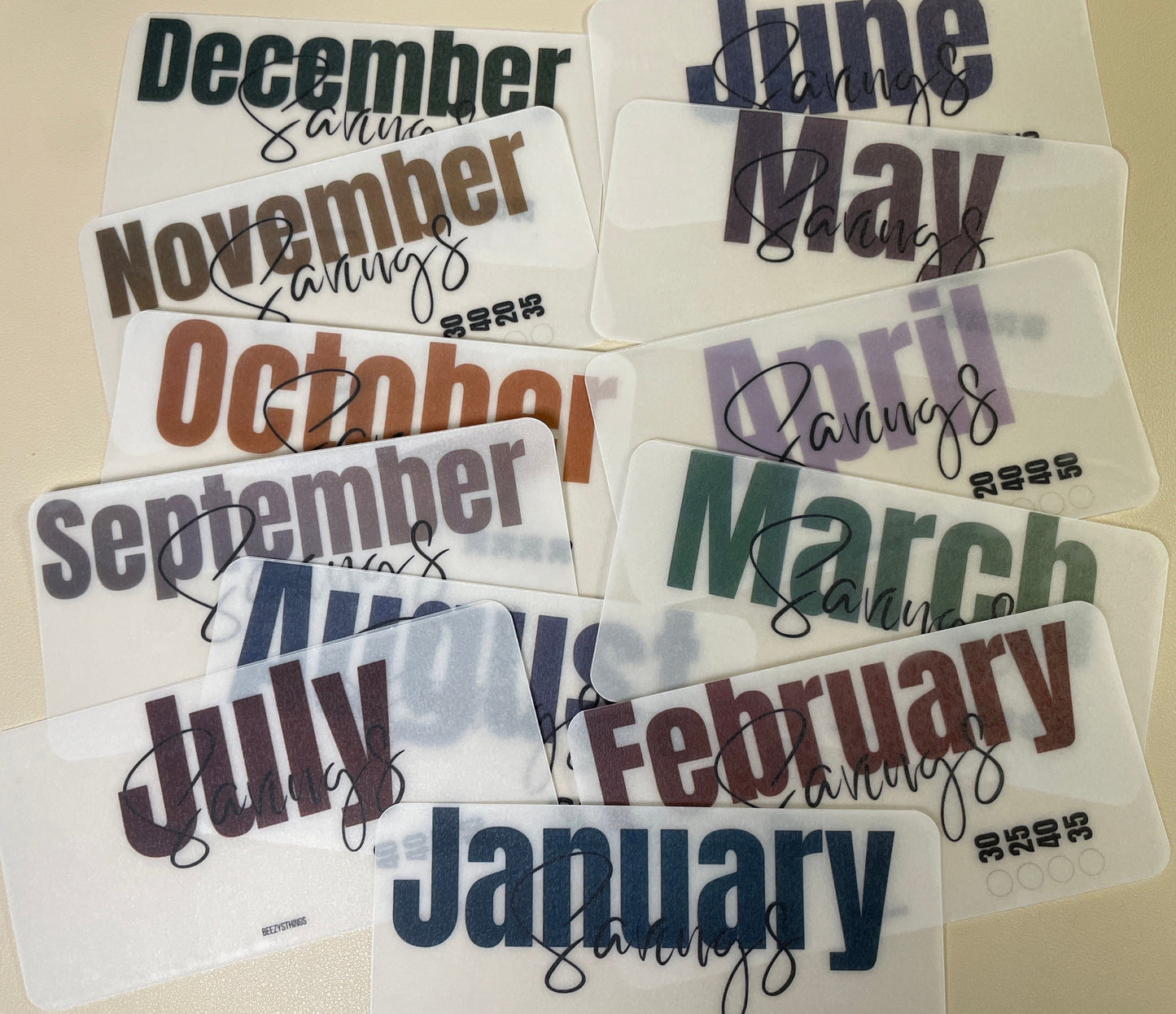 Inserts for the Monthly Savings Challenge - Deep Colors - Mid Range Denominations