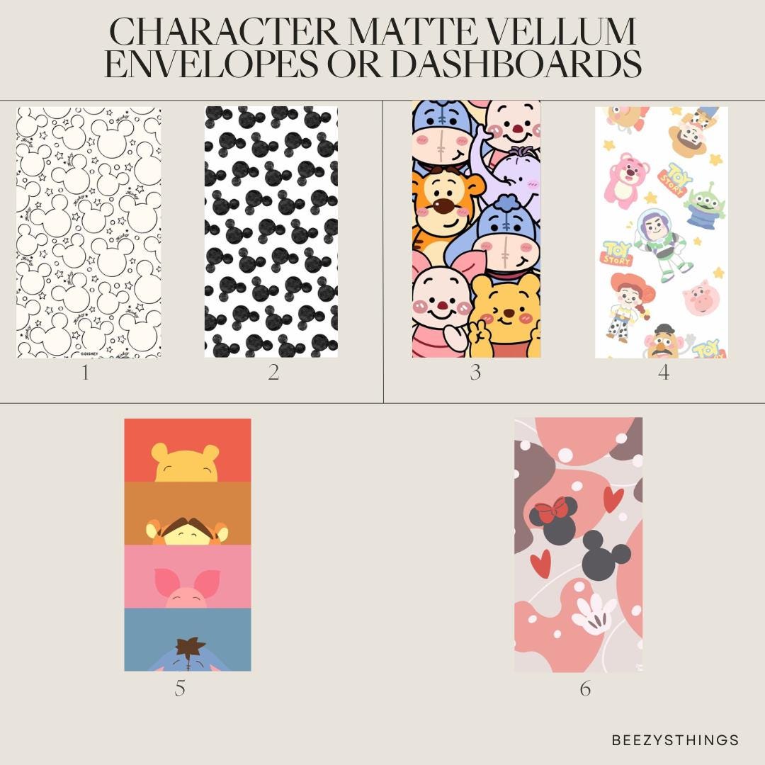 Character Matte Vellum Envelopes, Dashboards, or Trackers
