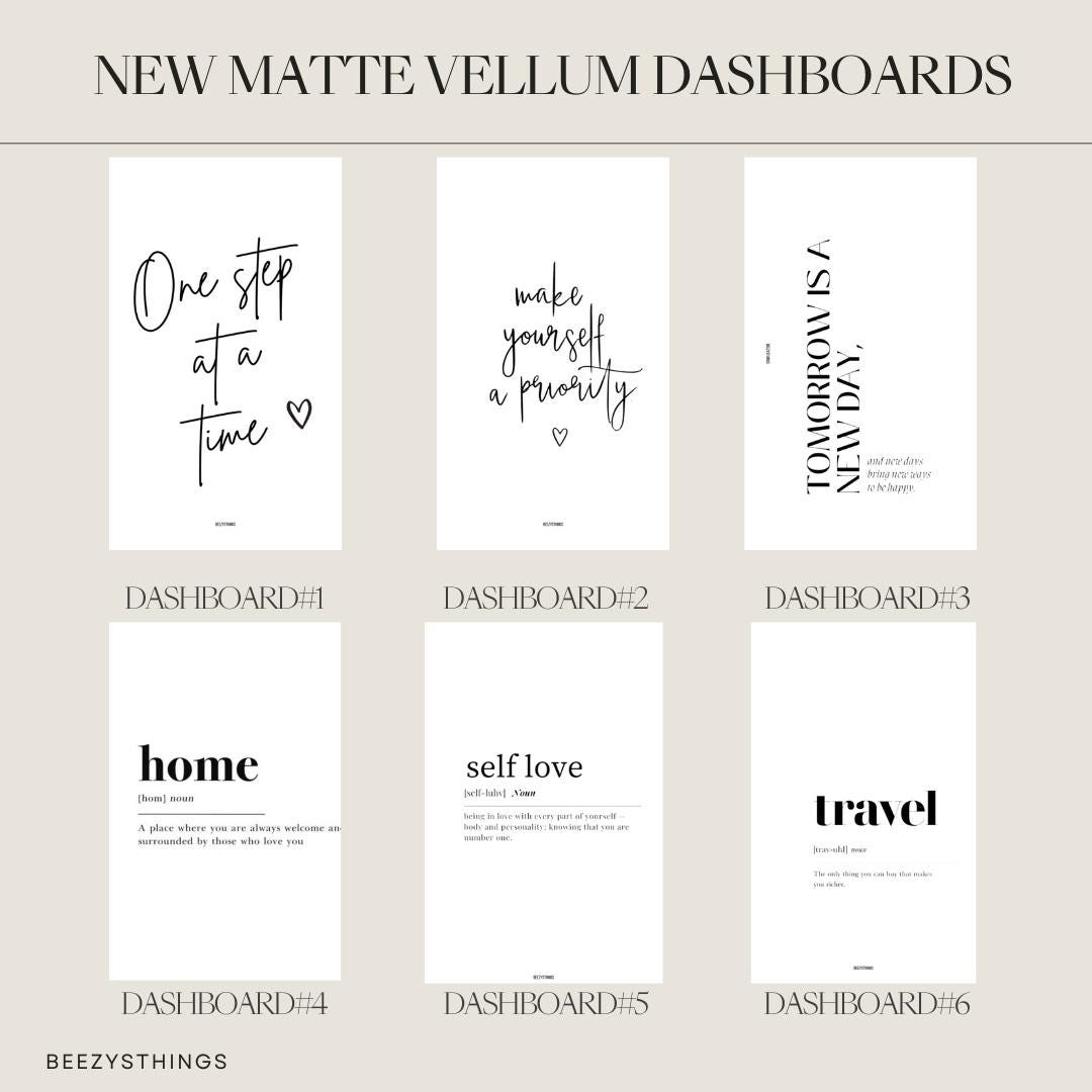 New Matte Vellum Dashboards