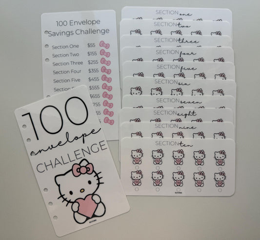 100 Envelope Challenge Inserts - Hello Kitty
