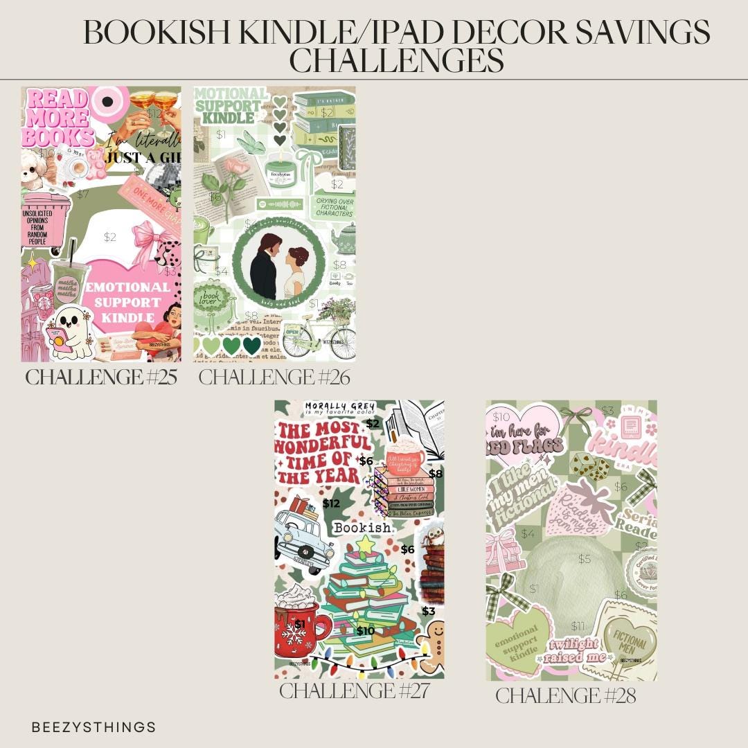Bookish Kindle/iPad Decor Scratch off Savings Challenges