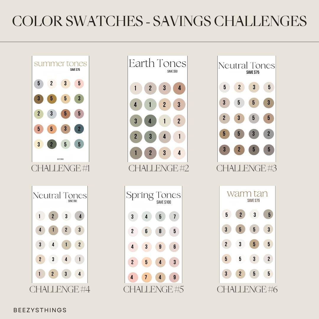 Color Swatch Savings Challenge | Neutral & Earth Tone Cash Stuffing Challenge | Budget Binder Inserts