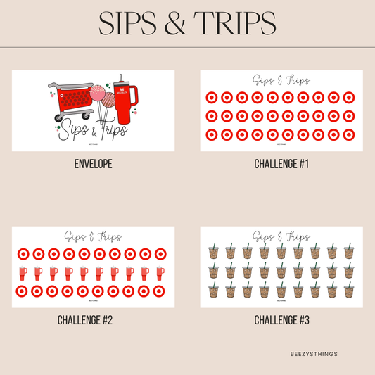 Sips & Trips Savings Challenge Collection | Budgeting Challenges for Coffee &Target