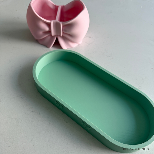Coquette Bow Organizer Tray | Cute Desk & Vanity Storage 2 piece set