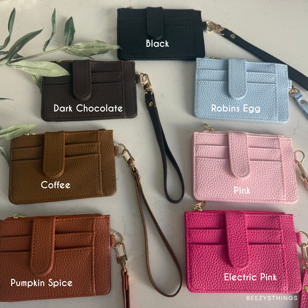 Wristlet Wallet Card Holder | Zipper Coin & Cash Pouch | Credit Card Wallet with Wrist Strap | Small Minimalist Wallet | Budgeting Wallet