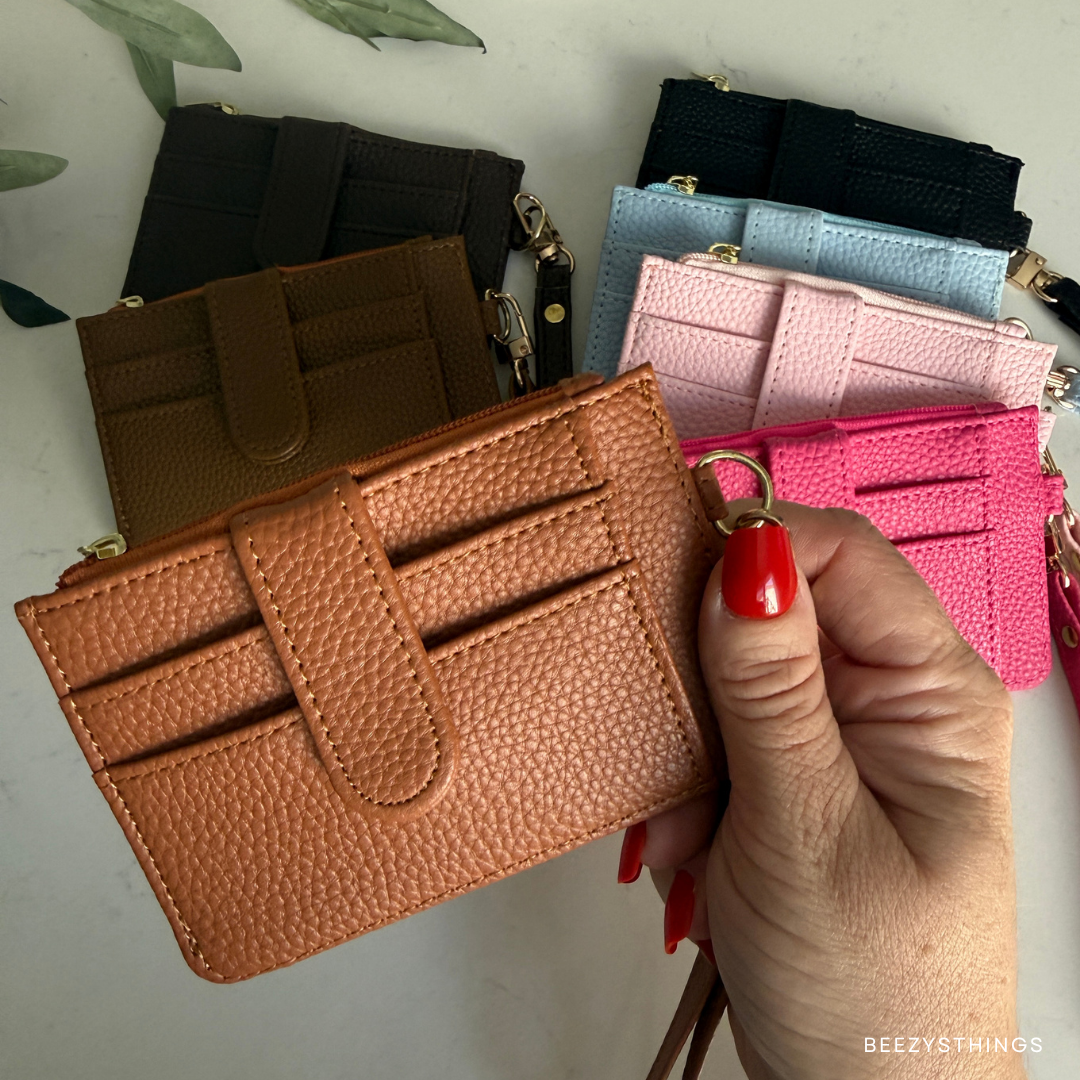 Wristlet Wallet Card Holder | Zipper Coin & Cash Pouch | Credit Card Wallet with Wrist Strap | Small Minimalist Wallet | Budgeting Wallet