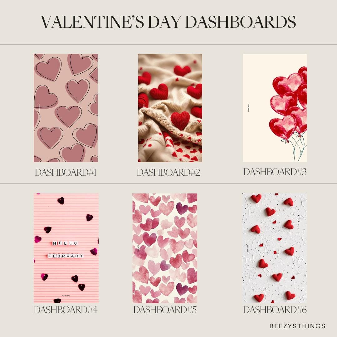 Valentine's Day Dashboards - Personal Size