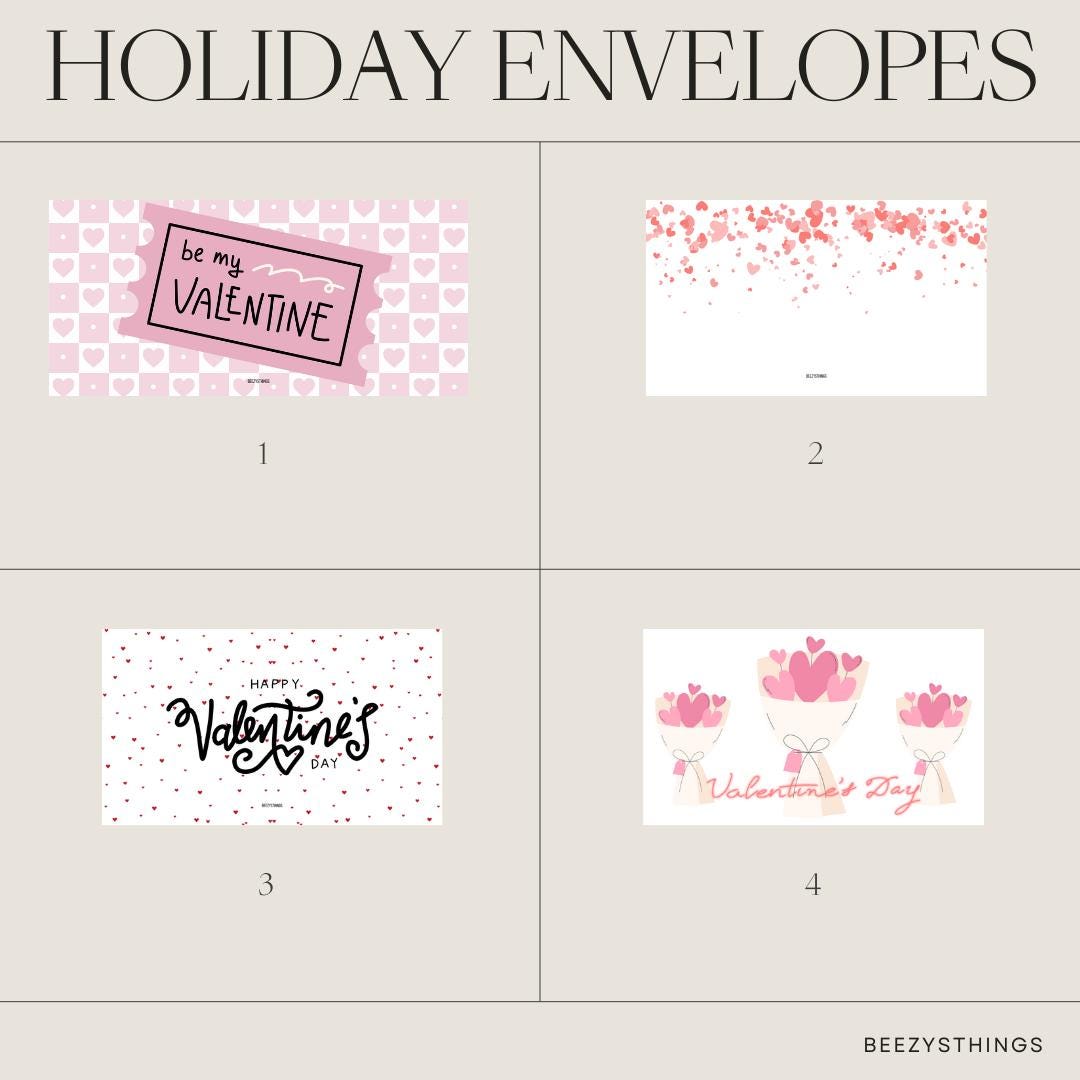 Valentine's Day Matte Vellum Holiday Envelopes