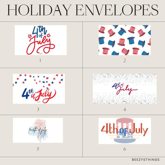 Fourth of July Matte Vellum Holiday Envelopes