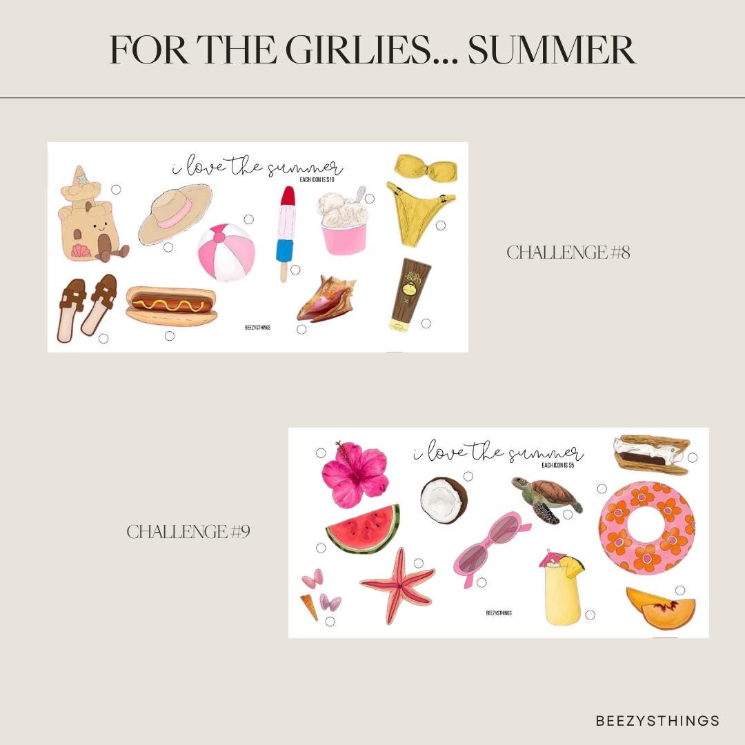 For the Girlies Savings Challenges - Matte Vellum or Glossy Card Stock