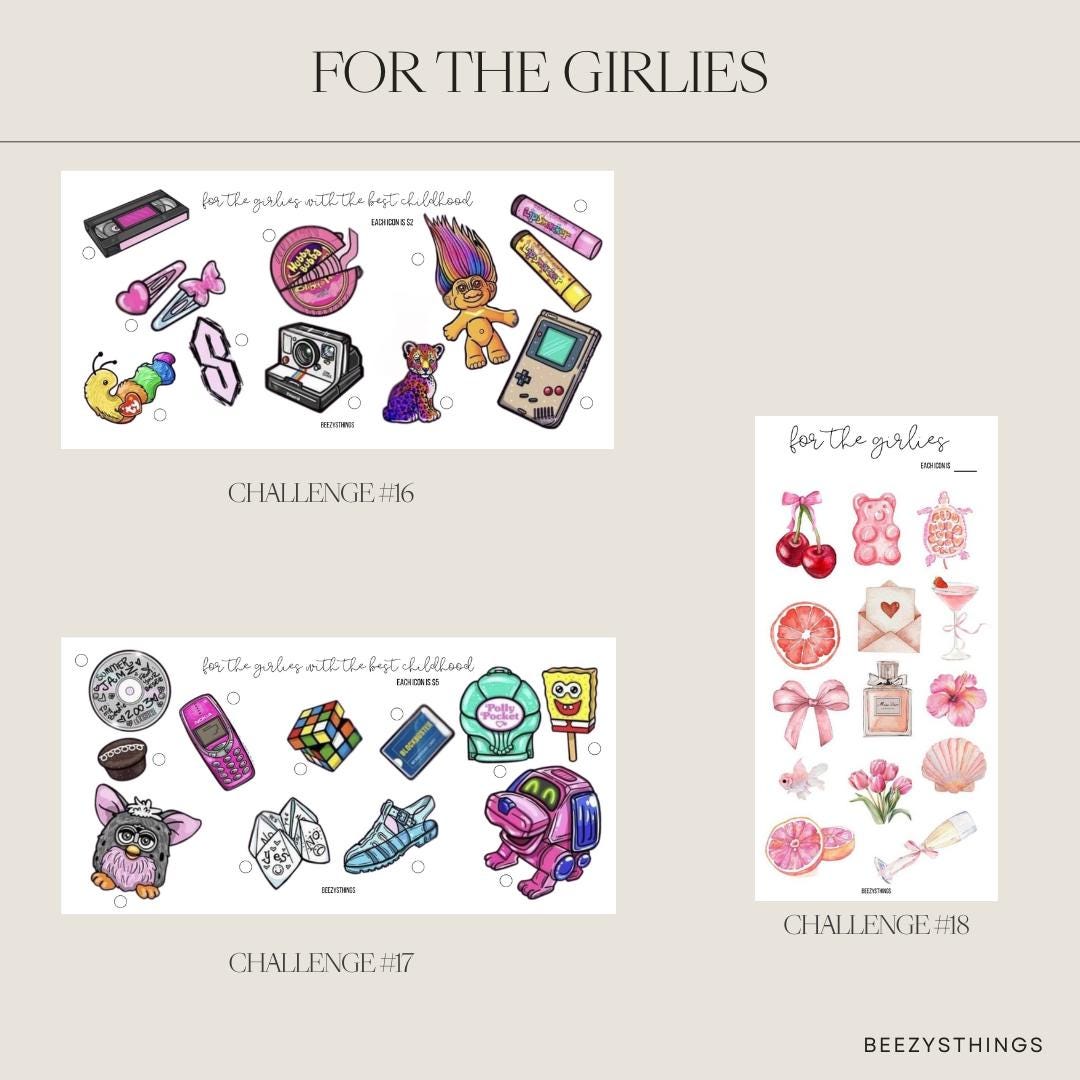 For the Girlies Savings Challenges - Matte Vellum or Glossy Card Stock