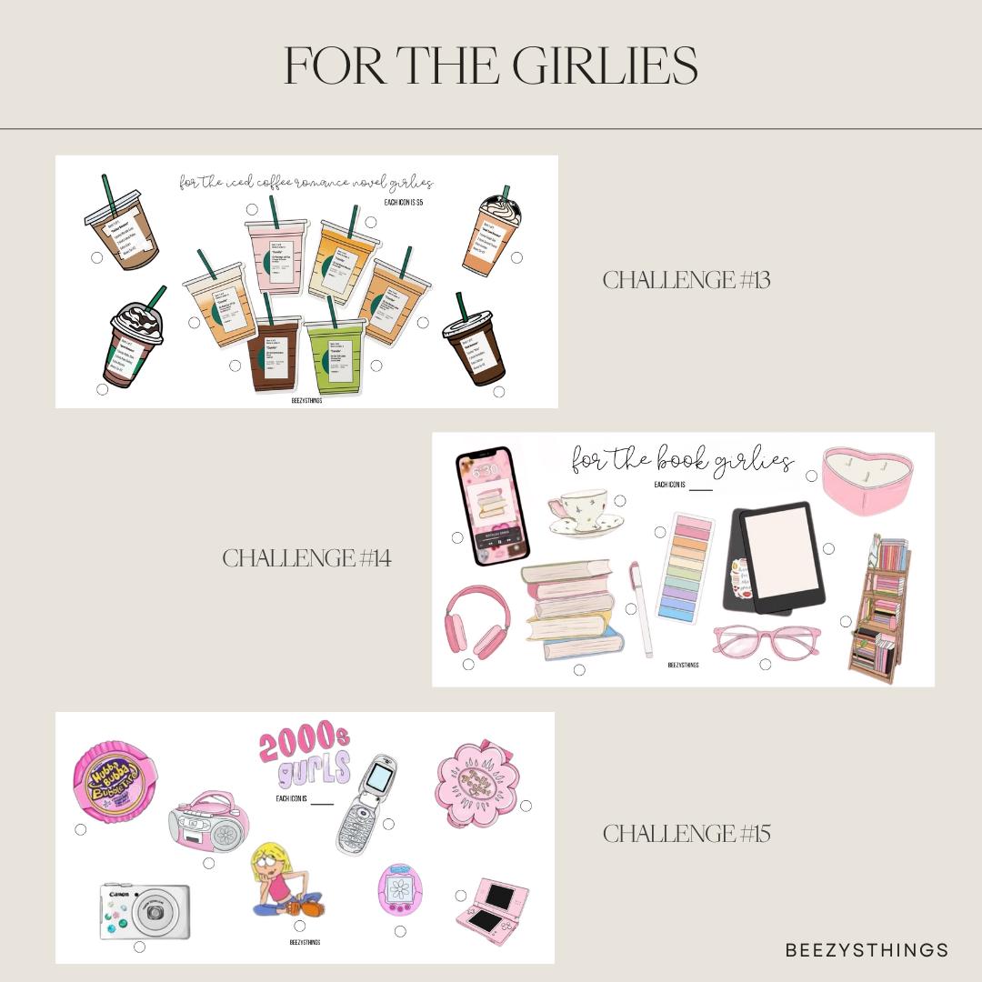 For the Girlies Savings Challenges - Matte Vellum or Glossy Card Stock