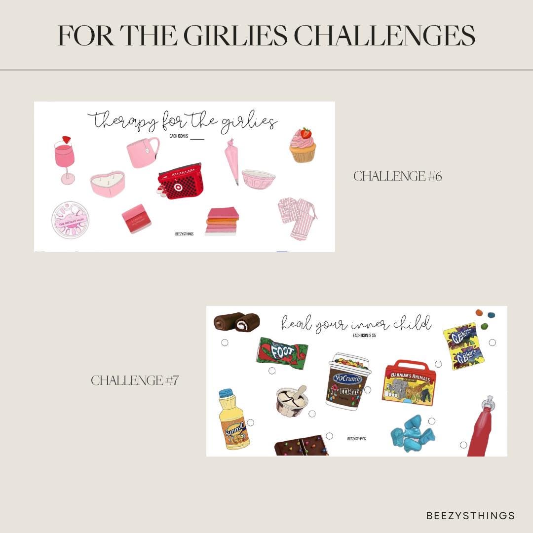 For the Girlies Savings Challenges - Matte Vellum or Glossy Card Stock