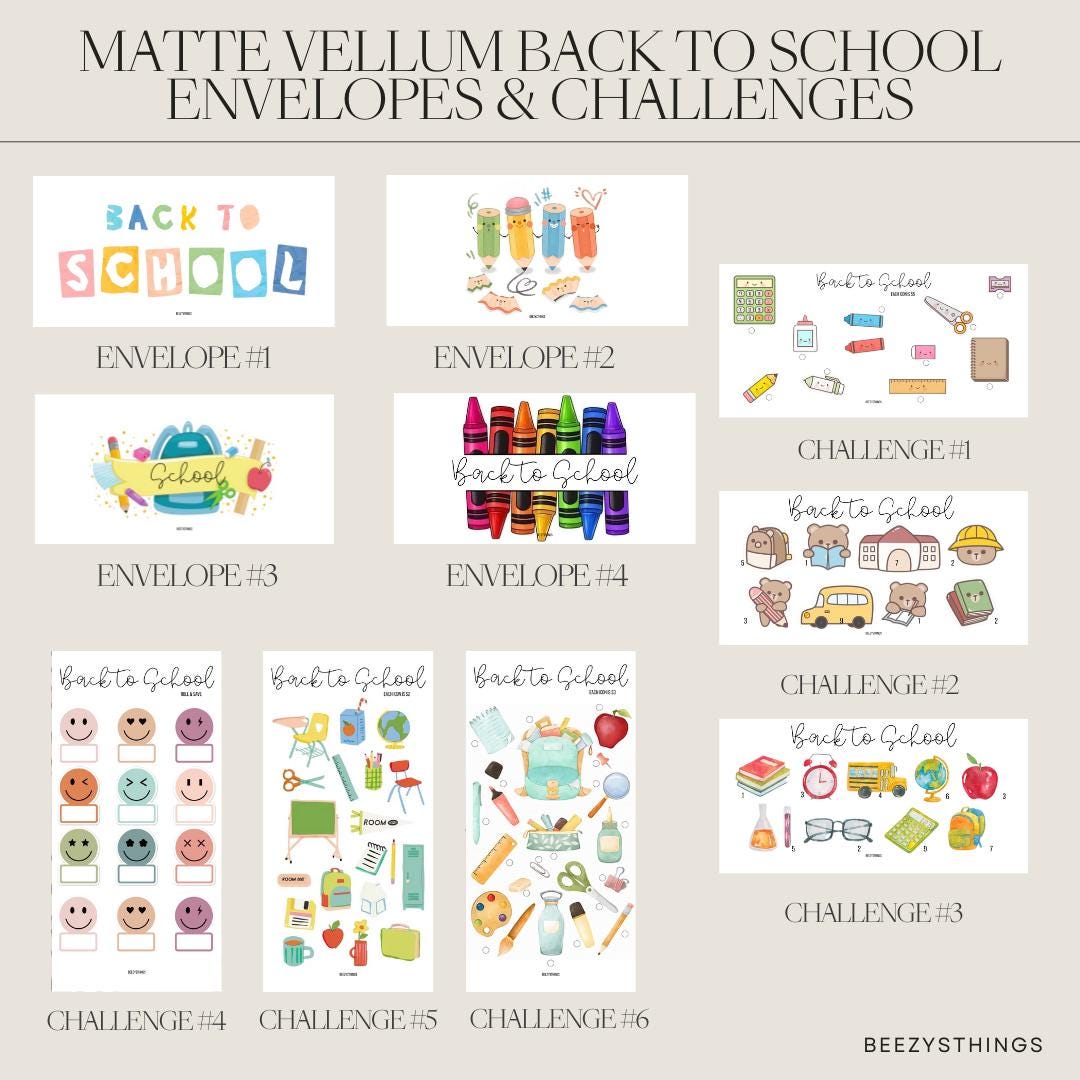 Back to School Matte Vellum Envelopes and Challenges