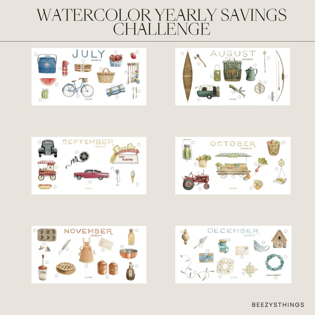 Watercolor Yearly Savings Challenge