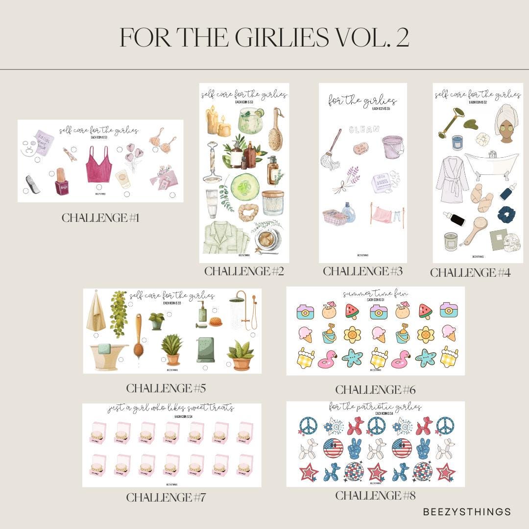 For the Girlies Savings Challenges Vol 2. - Matte Vellum or Glossy Card Stock