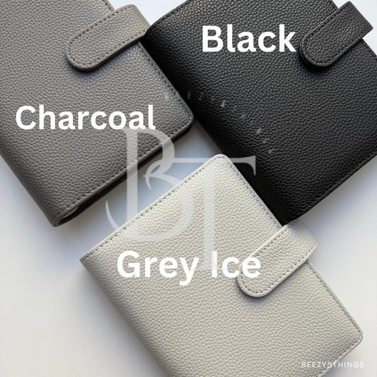 Personal Size Pebbled Vegan Leather Binder