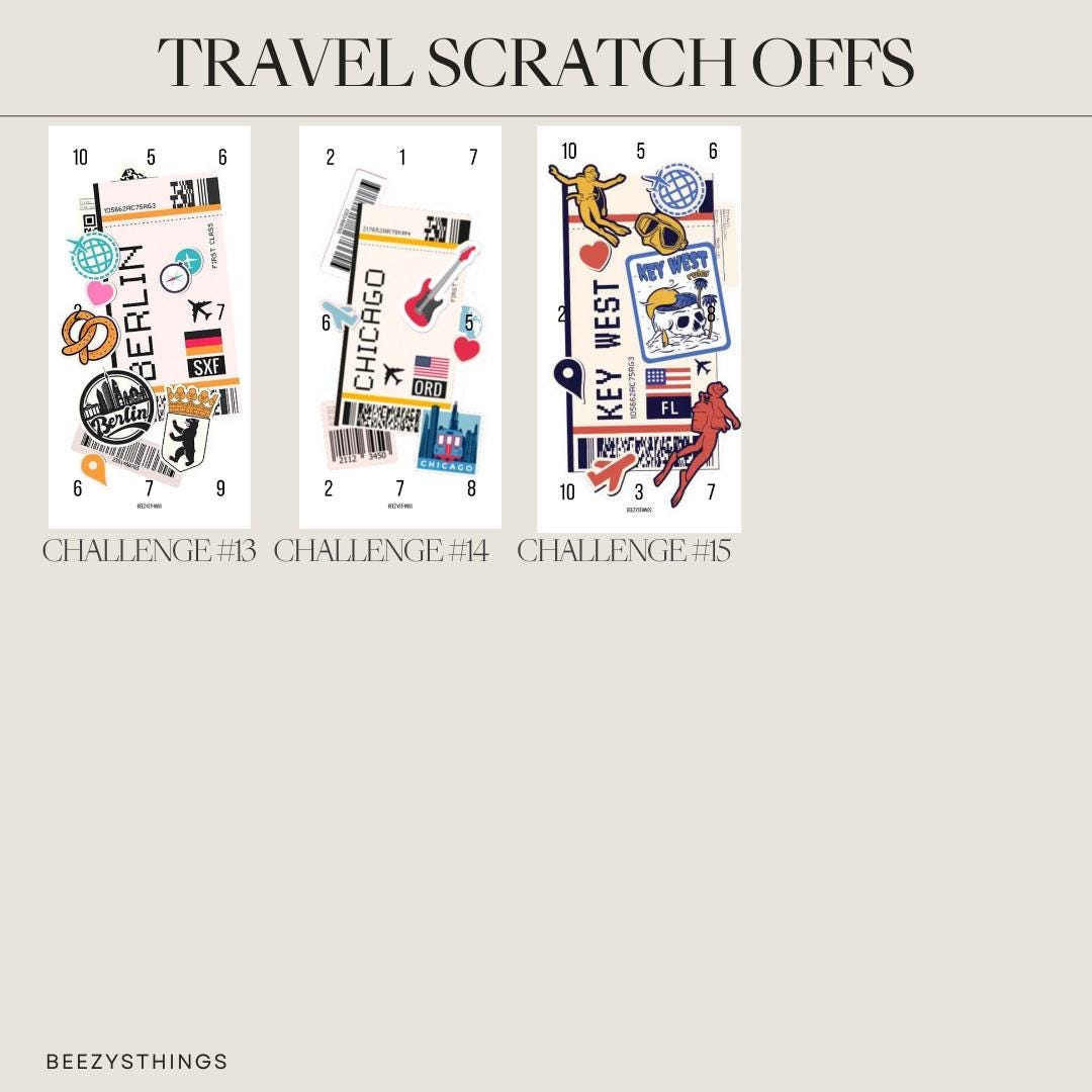 Travel Scratch off Savings Challenges