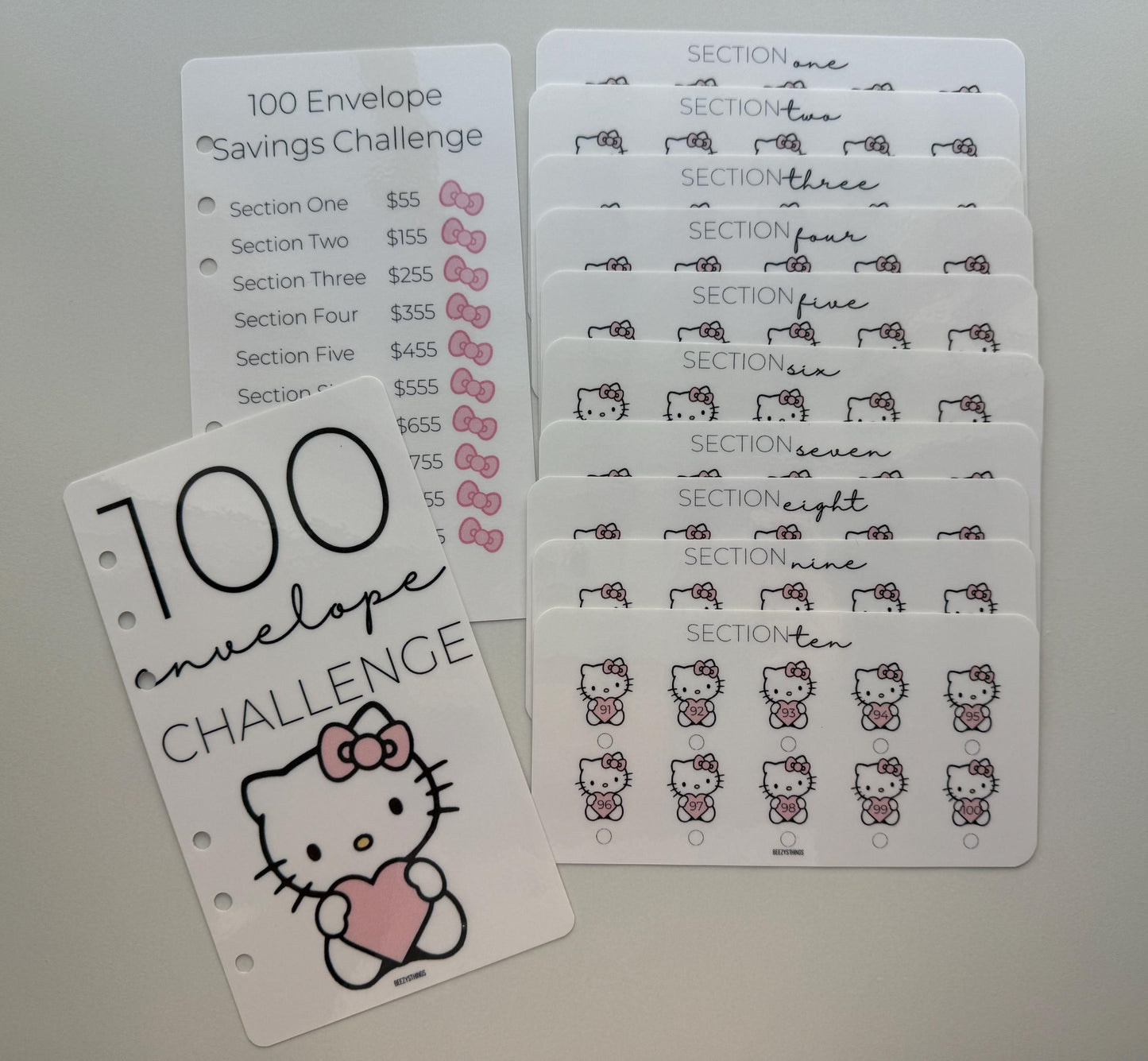 100 Envelope Challenge Inserts - Hello Kitty
