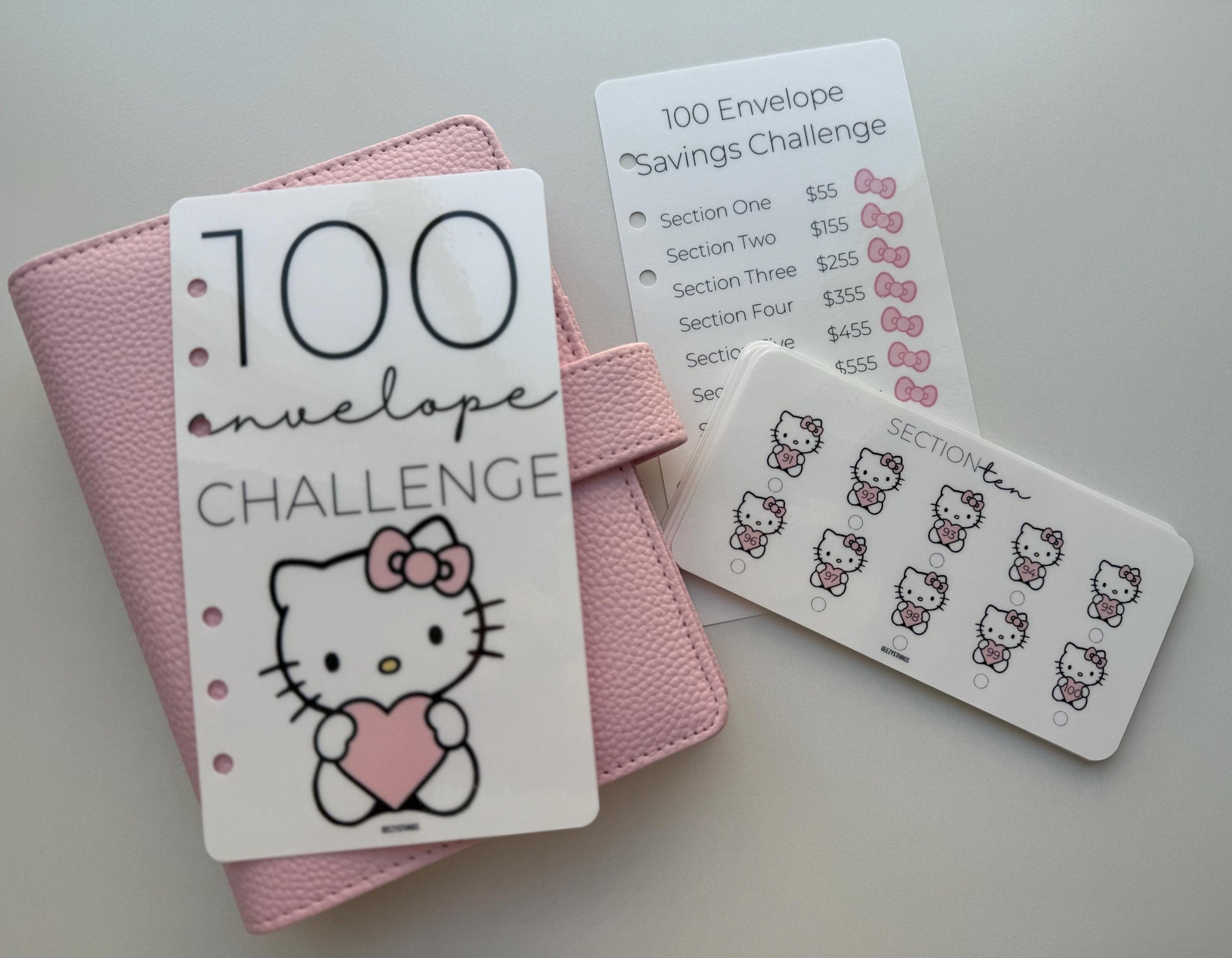 100 Envelope Challenge Inserts - Hello Kitty
