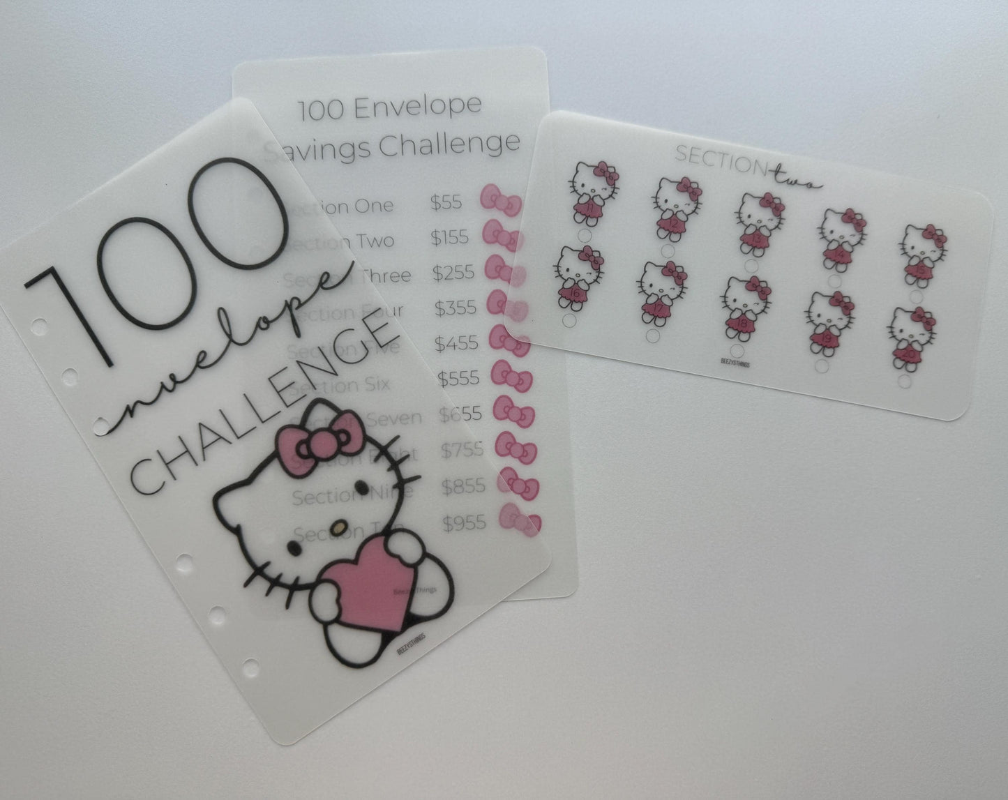 100 Envelope Challenge Inserts - Hello Kitty