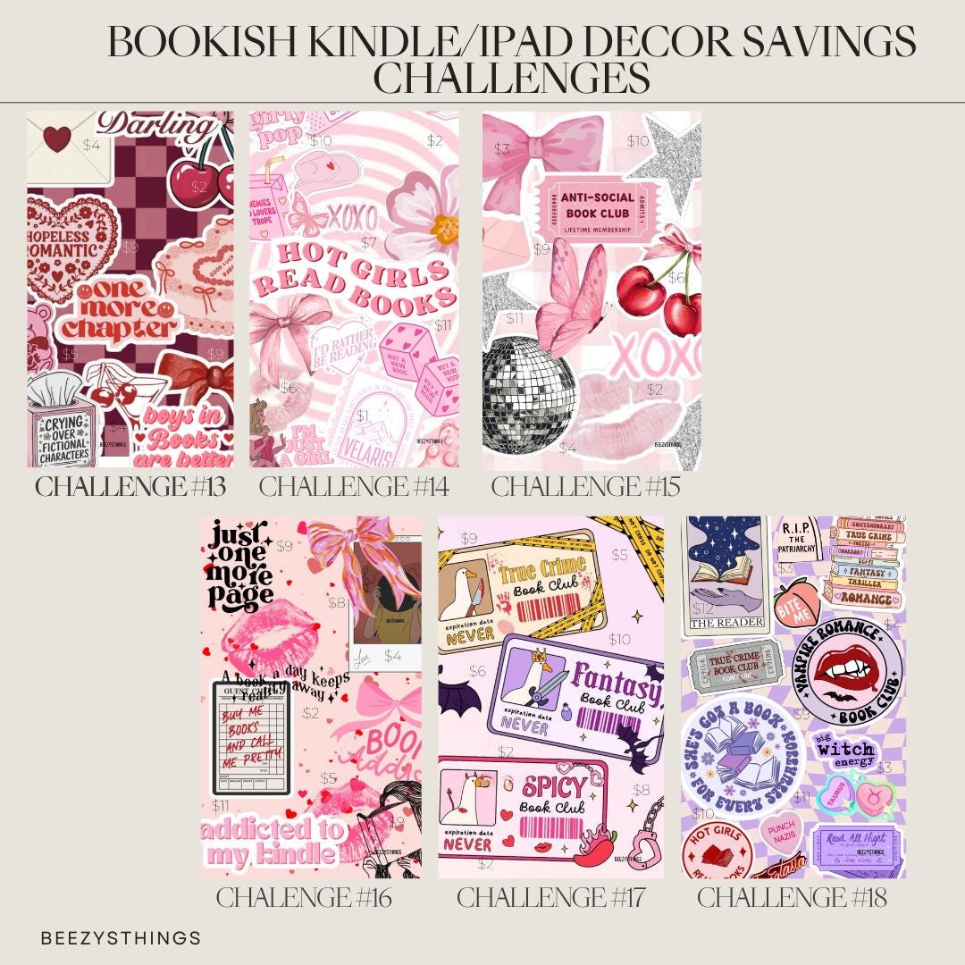Bookish Kindle/iPad Decor Scratch off Savings Challenges