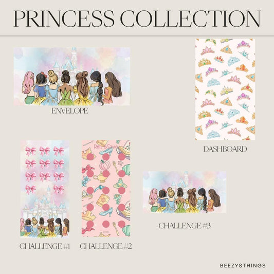 Princess Budgeting Collection | Cash Stuffing Set | Dashboard, Matte Vellum Envelope & Savings Challenges