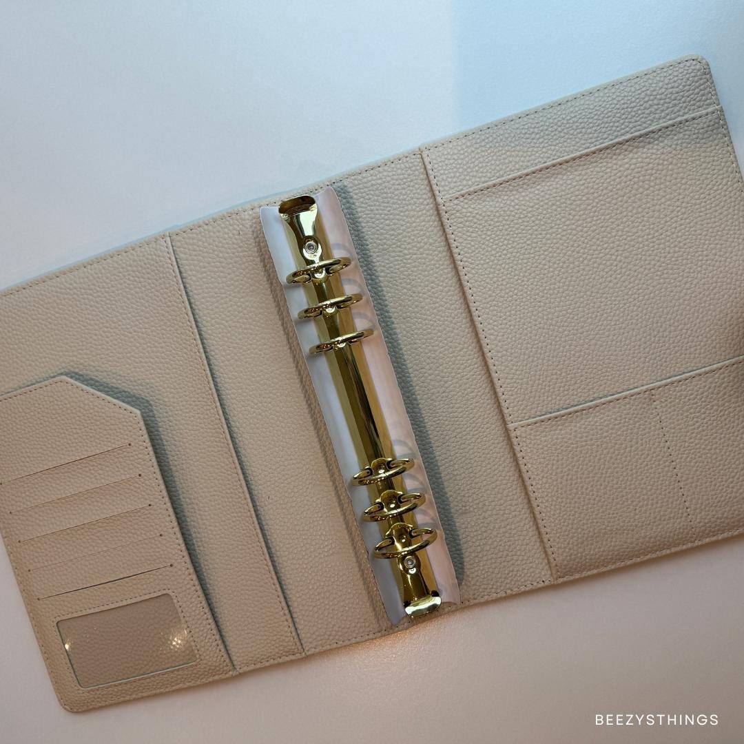 A5 Pebbled Vegan Leather Binder - Gold Rings