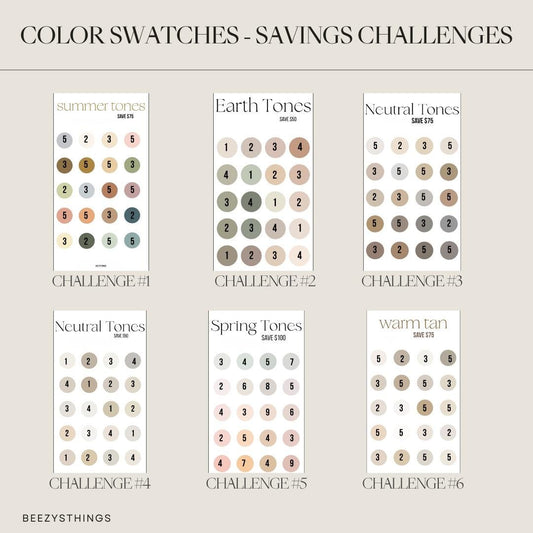 Color Swatch Savings Challenge | Neutral & Earth Tone Cash Stuffing Challenge | Budget Binder Inserts