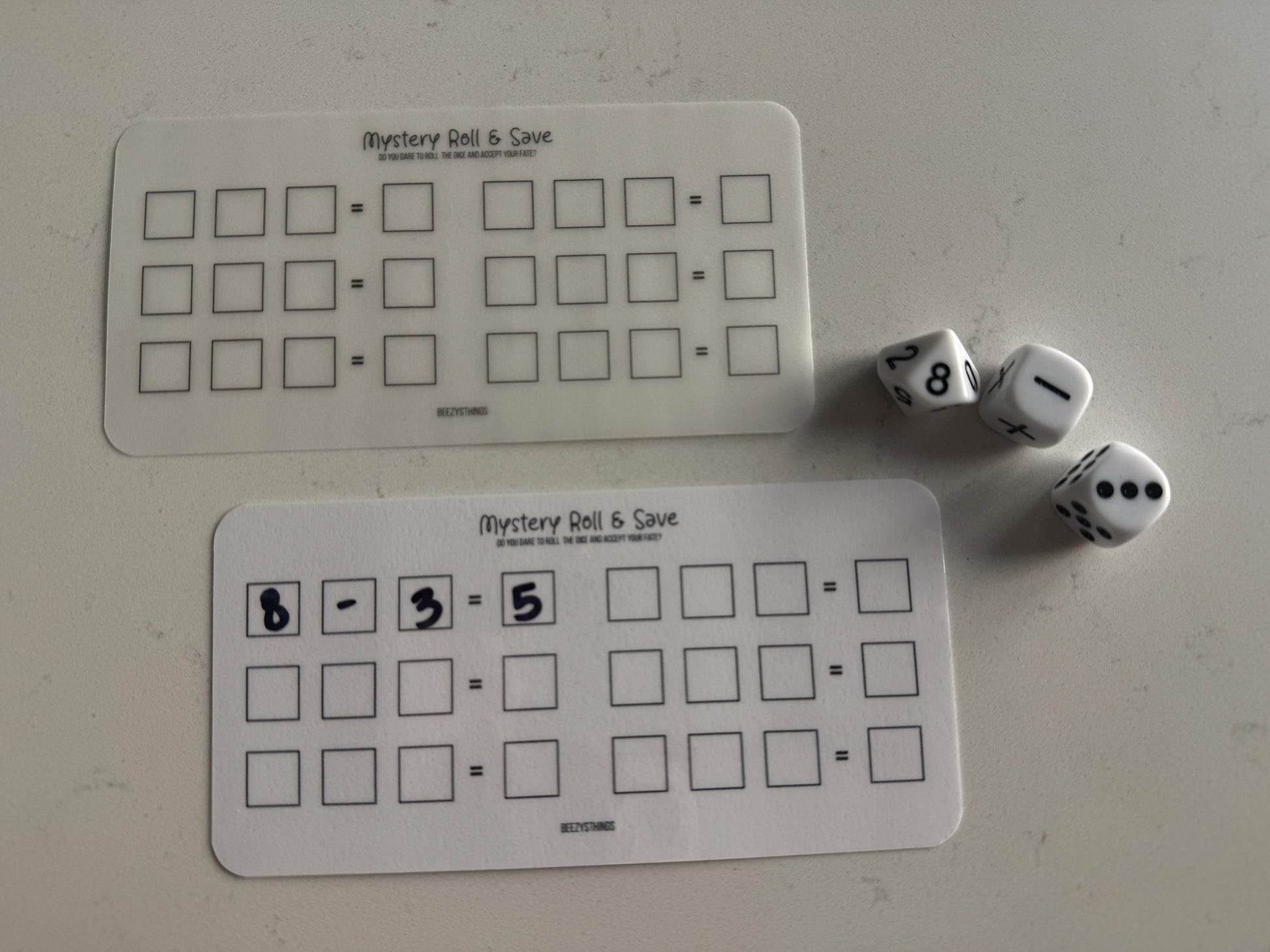 Mystery Roll & Save Challenge | Dice Savings Challenge Game | Cash Stuffing Insert with 3 Dice | Interactive Budget Game