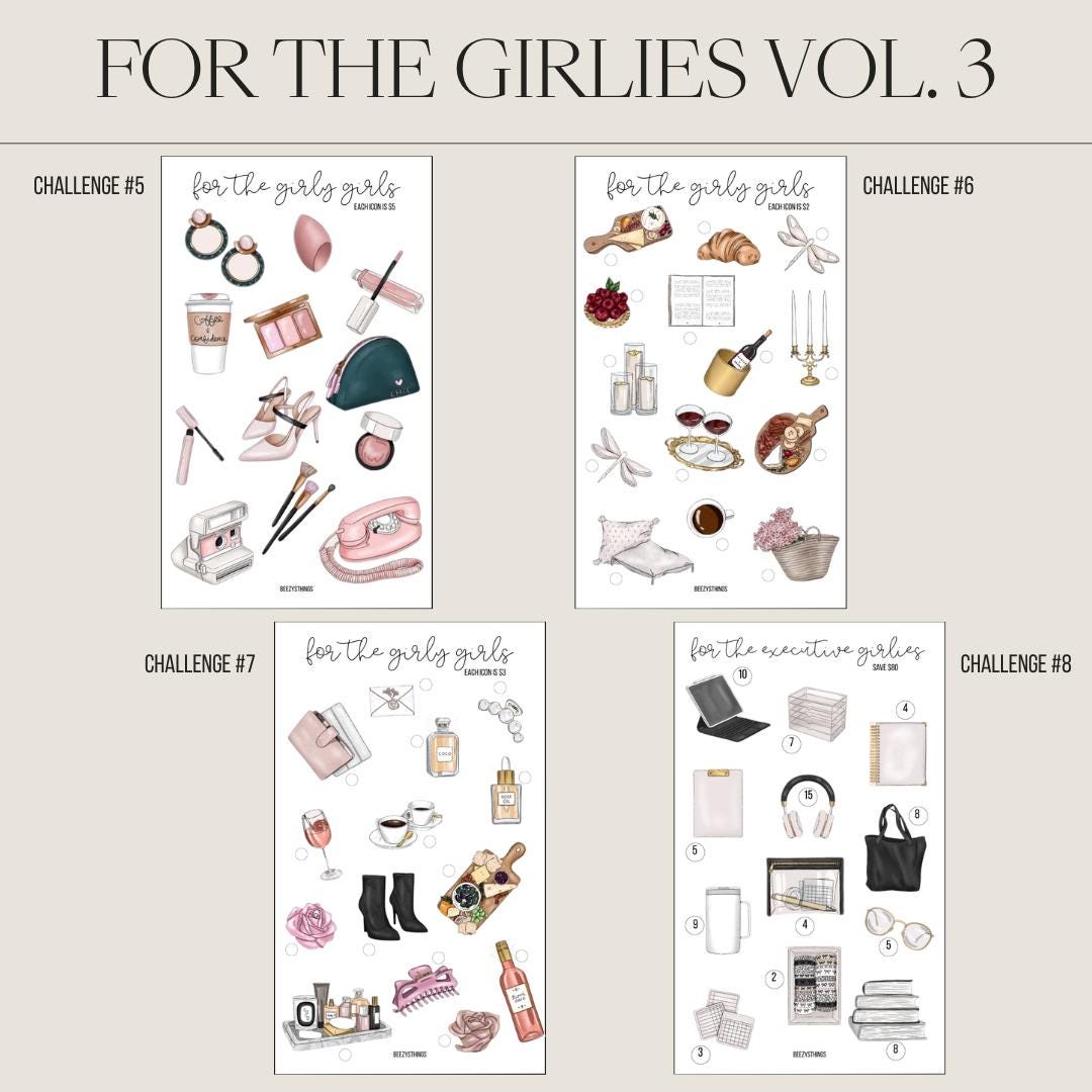 For the Girlies Savings Challenges Vol. 3 - Matte Vellum or Glossy Card Stock