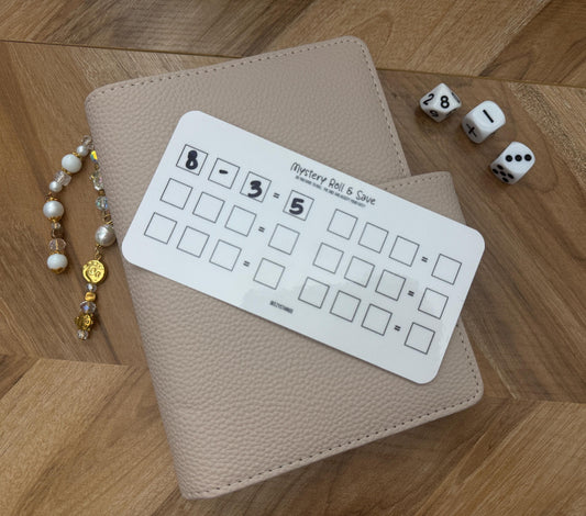 Mystery Roll & Save Challenge | Dice Savings Challenge Game | Cash Stuffing Insert with 3 Dice | Interactive Budget Game